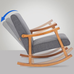 Poltrona a dondolo Morelia in tessuto noce grigio chiaro